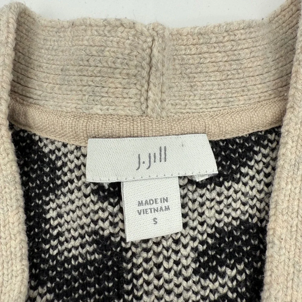 J. Jill‎ Women's Cardigan Leopard Print Size Small Button Front Black Tan Casual